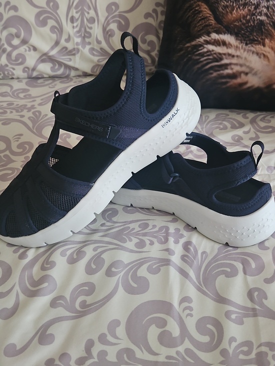 Skechers Shoes - Skechers Go WALK navy Blue Shoes Part Mesh Velcro Close <9>